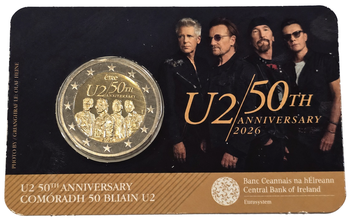 2 euros conmemorativa 50 aniversario de U2